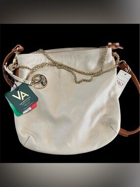 Valentina Cream and Brown Crossbody Bag